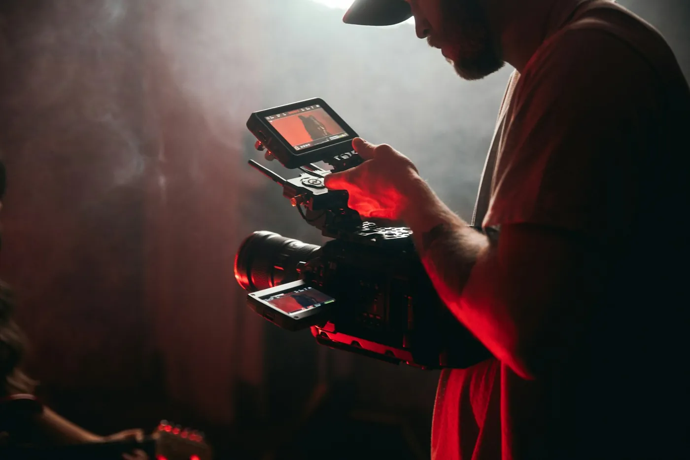 A person holding a video camera