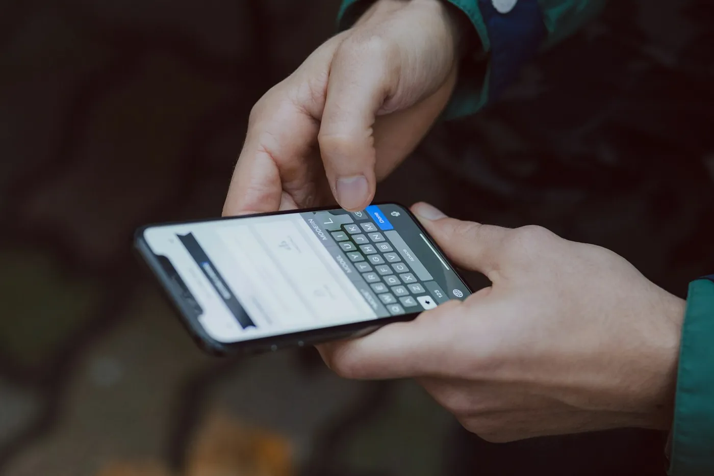 A person using a smartphone