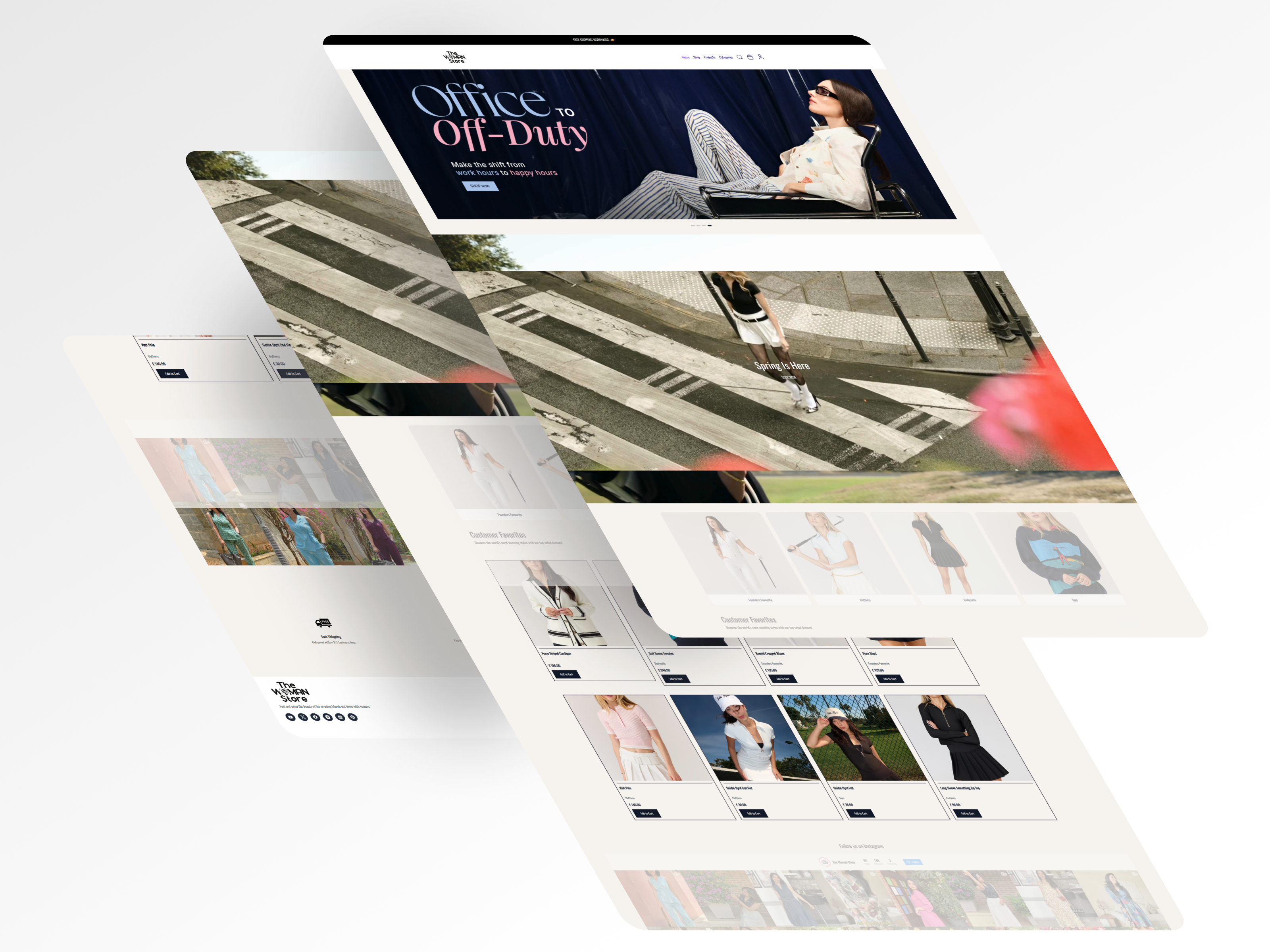 A storefront built on LaunchMyStore, shown across its pages